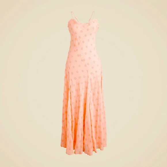 j crew eyelet maxi dress J.Crew, Tiered Maxi Eyelet Sexy Orange Cross Back Knit Tank Dress Size S